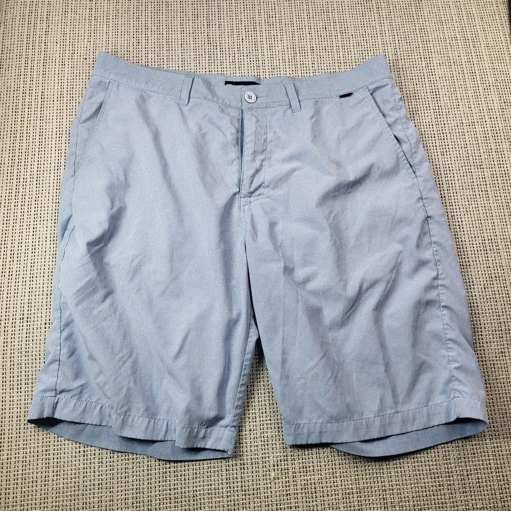 Travis Mathew Shorts Mens 36 Blue Check Chino Stretch‎ 10 Inseam Casual Summer